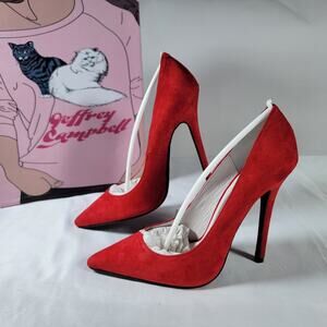 Jeffrey Campbell Darling Red Suede Pumps Heels Ibiza Last Pointed Toe Size 6.5